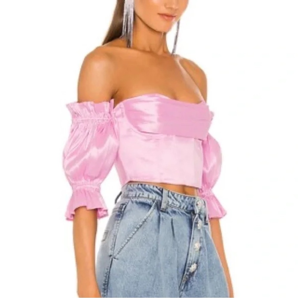 Lovers + Friends Pink Off-Shoulder Crop Top